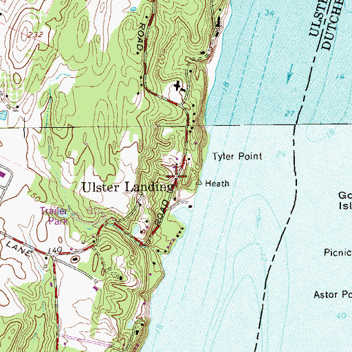 Topographic Map of Ulster Landing, NY