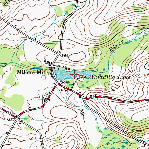 Topographic Map of Unadilla Lake, NY