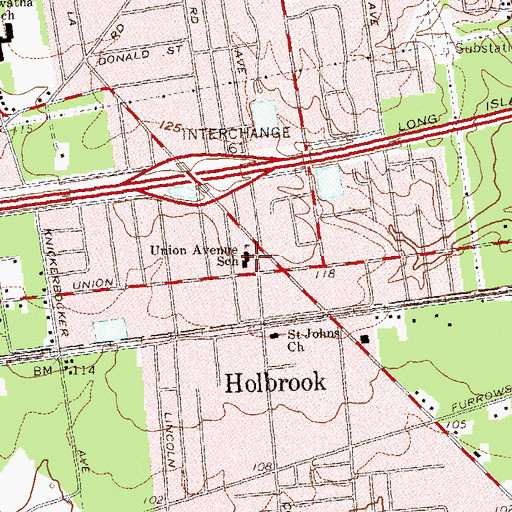 Topographic Map of Union Avenue School, NY