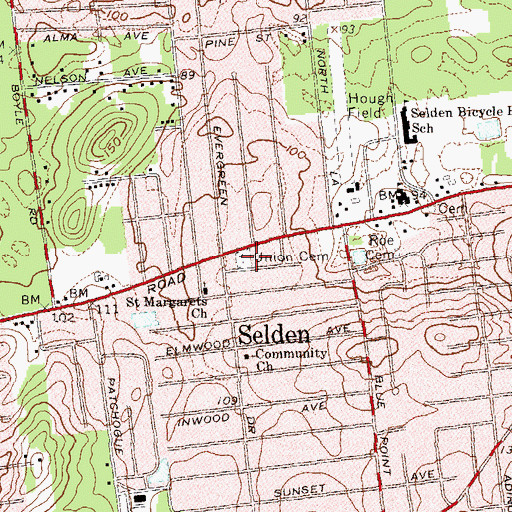 Topographic Map of Union Cemetery, NY