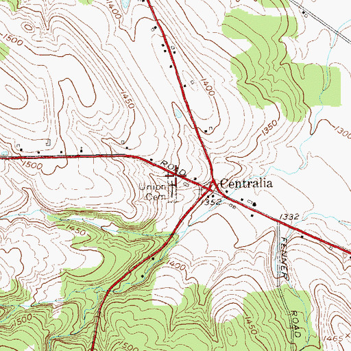 Topographic Map of Union Cemetery, NY