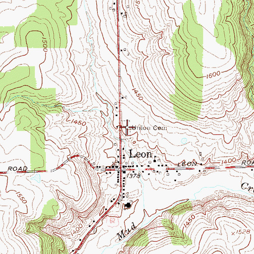 Topographic Map of Union Cemetery, NY