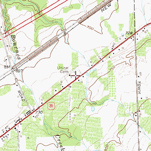 Topographic Map of Union Cemetery, NY