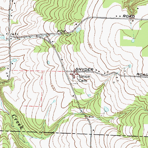 Topographic Map of Union Cemetery, NY