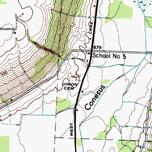 Topographic Map of Union Cemetery, NY