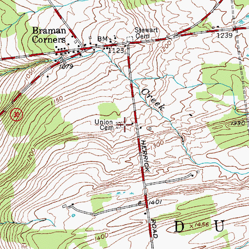 Topographic Map of Union Cemetery, NY