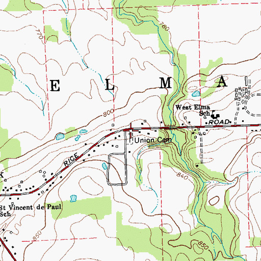 Topographic Map of Union Cemetery, NY