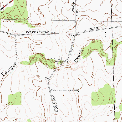 Topographic Map of Union Cemetery, NY
