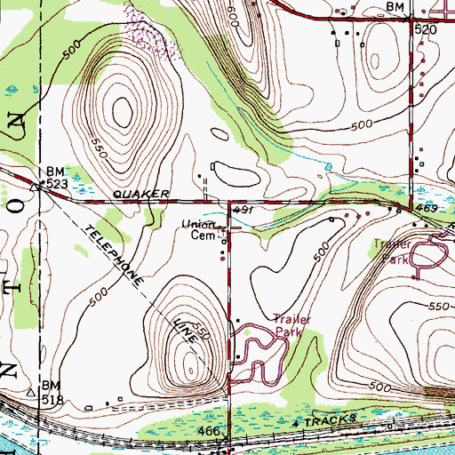 Topographic Map of Union Burying Ground, NY