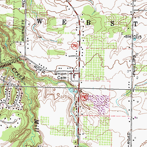Topographic Map of Webster Union Cemetery, NY