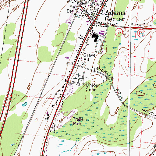 Topographic Map of Union Cemetery, NY