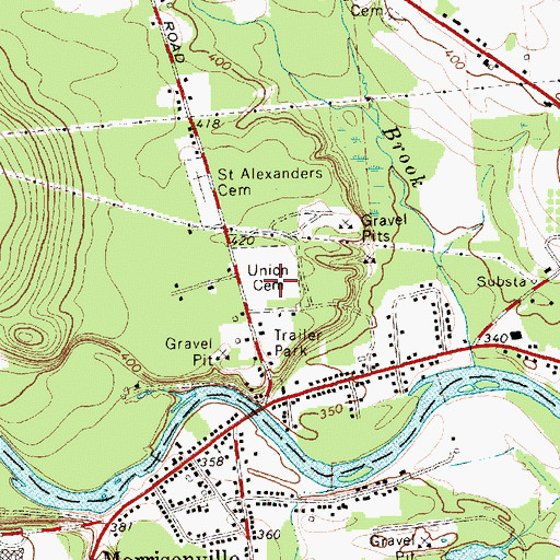 Topographic Map of West Plattsburgh Union Cemetery, NY