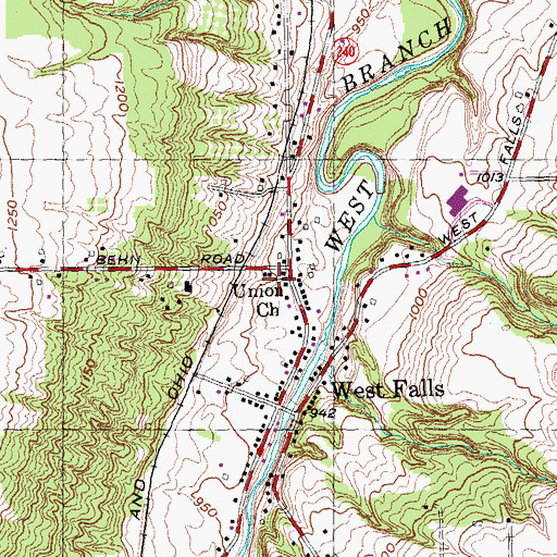 Topographic Map of Union Church, NY