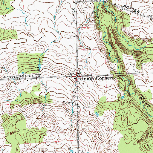 Topographic Map of Union Corners, NY