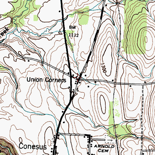 Topographic Map of Union Corners, NY