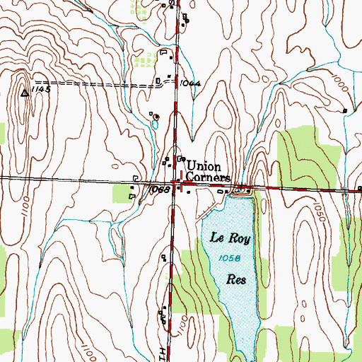 Topographic Map of Union Corners, NY