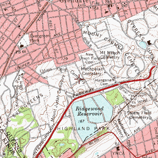 Topographic Map of Union Field Cemetery, NY