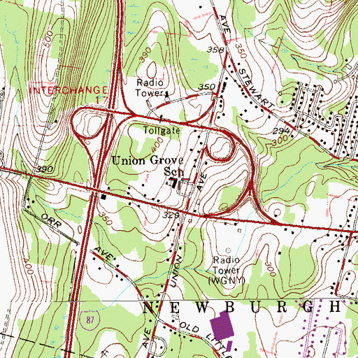 Topographic Map of Union Grove School, NY