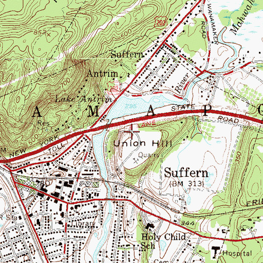 Topographic Map of Union Hill, NY