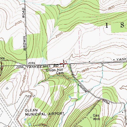 Topographic Map of Union Hill Cemetery, NY