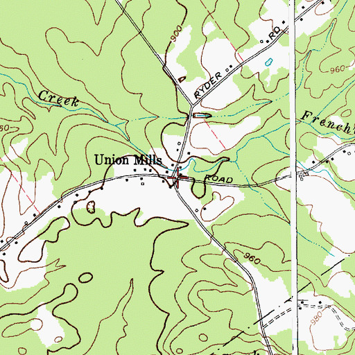 Topographic Map of Union Mills, NY
