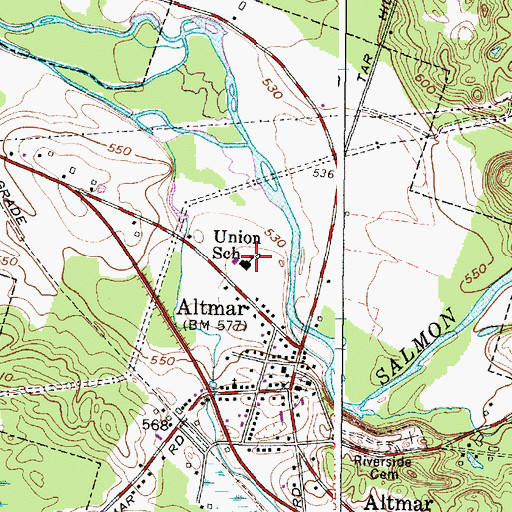 Topographic Map of Union School, NY