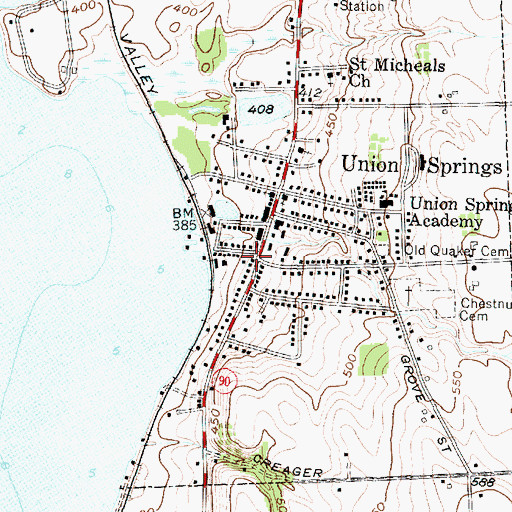 Topographic Map of Union Springs, NY