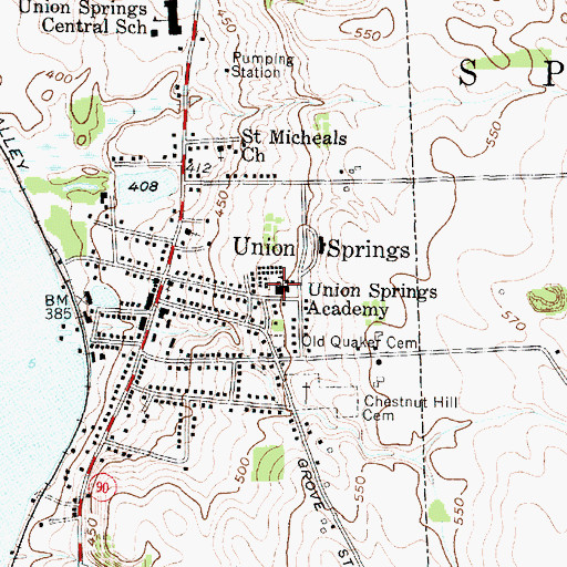 Topographic Map of Union Springs Academy, NY