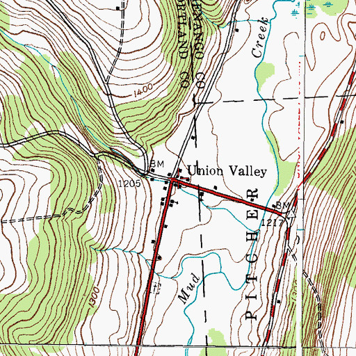 Topographic Map of Union Valley, NY