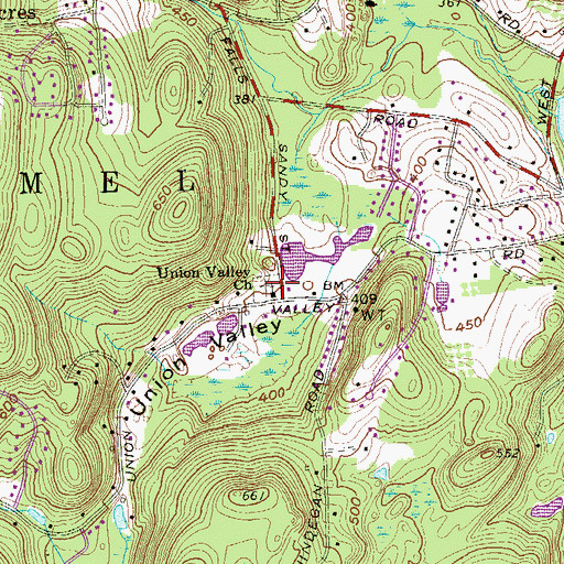 Topographic Map of Union Valley Church, NY