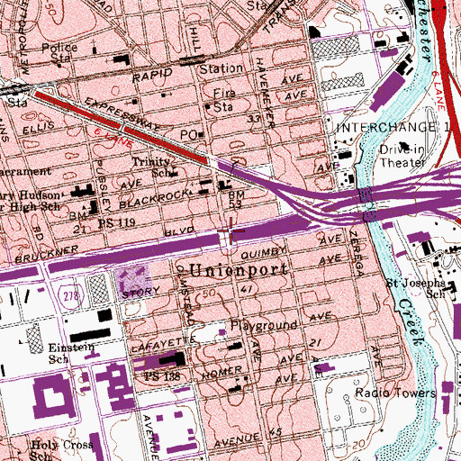 Topographic Map of Unionport, NY