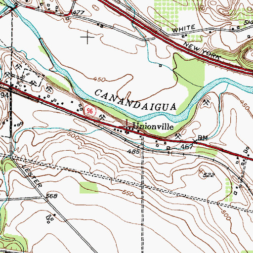 Topographic Map of Unionville, NY