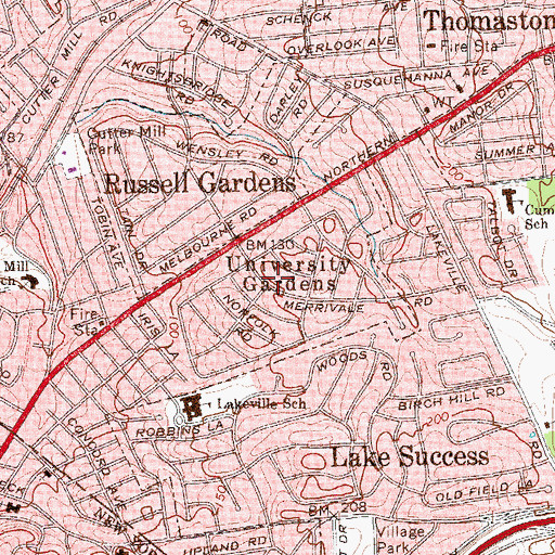 Topographic Map of University Gardens, NY