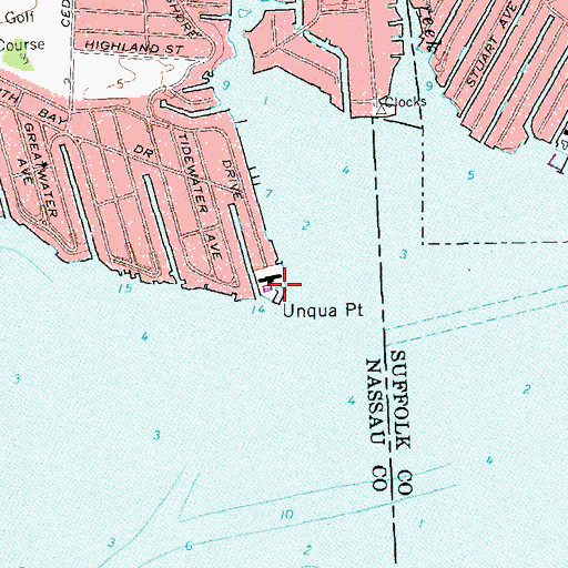 Topographic Map of Unqua Point, NY