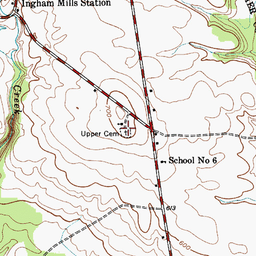 Topographic Map of Upper Cemetery, NY