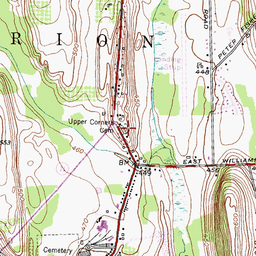 Topographic Map of Upper Corners Cemetery, NY