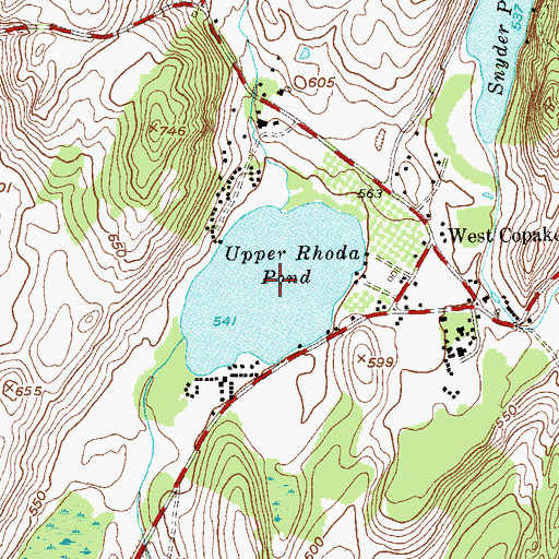 Topographic Map of Upper Rhoda Pond, NY