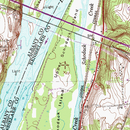 Topographic Map of Upper Schodack Island, NY