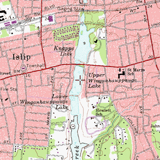 Topographic Map of Upper Winganhauppauge Lake, NY