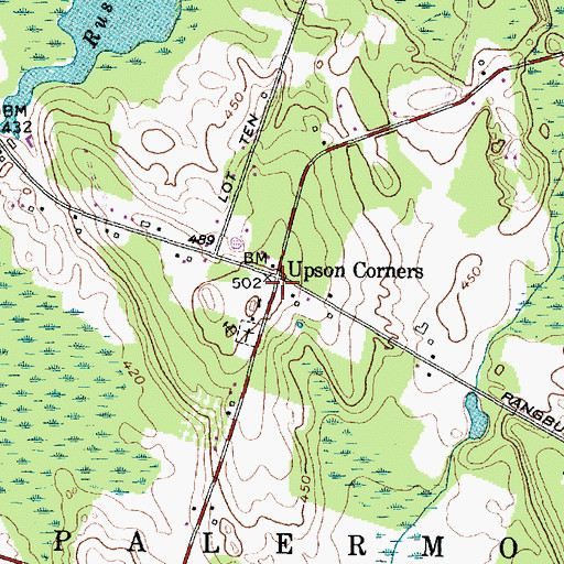Topographic Map of Upson Corners, NY