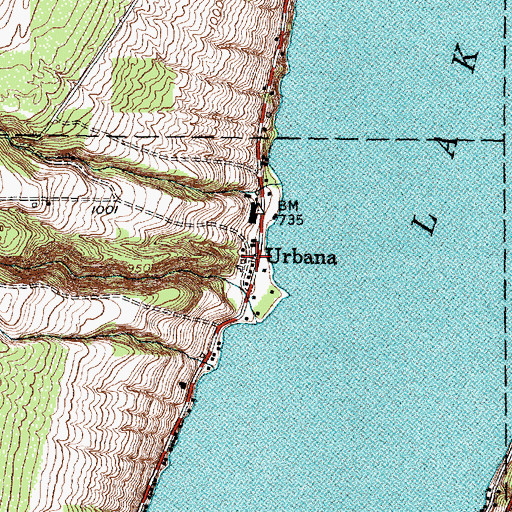 Topographic Map of Urbana, NY
