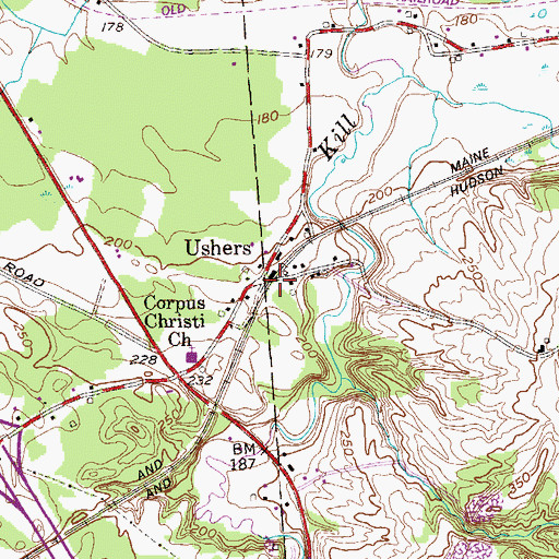Topographic Map of Ushers, NY
