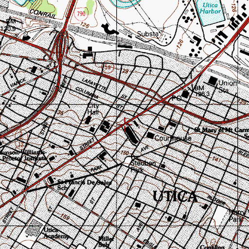 Topographic Map of Utica, NY