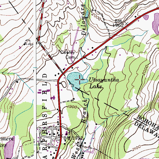 Topographic Map of Utsayantha Lake, NY