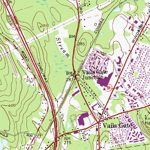 Topographic Map of Vails Gate Junction, NY