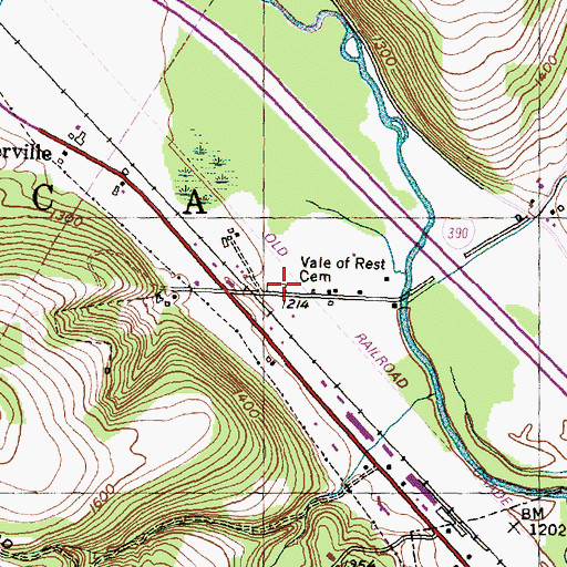 Topographic Map of Vale of Rest Cemetery, NY