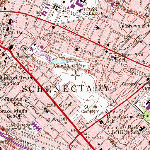 Topographic Map of Vale Cemetery, NY