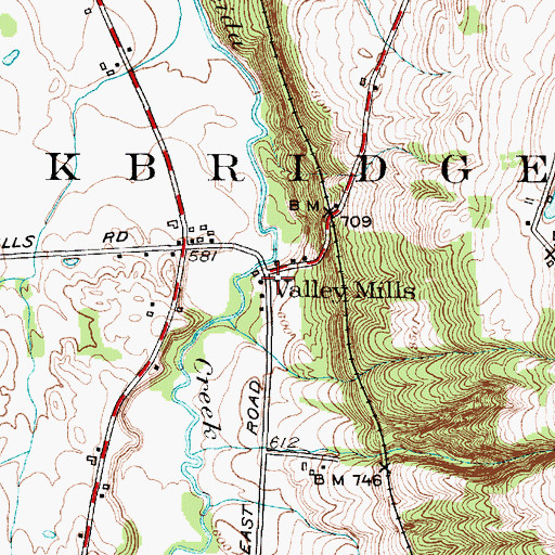 Topographic Map of Valley Mills, NY