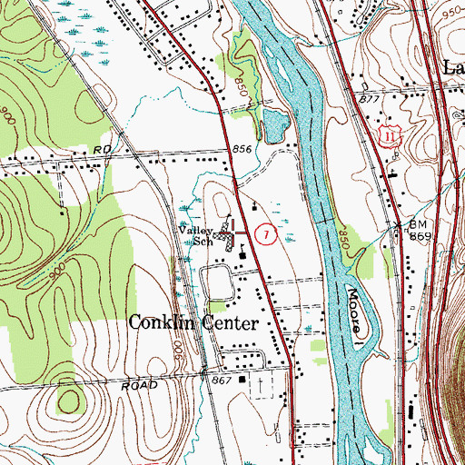 Topographic Map of Valley School, NY