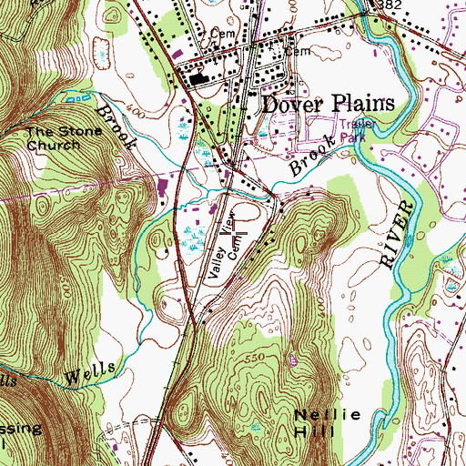 Topographic Map of Valley View Cemetery, NY